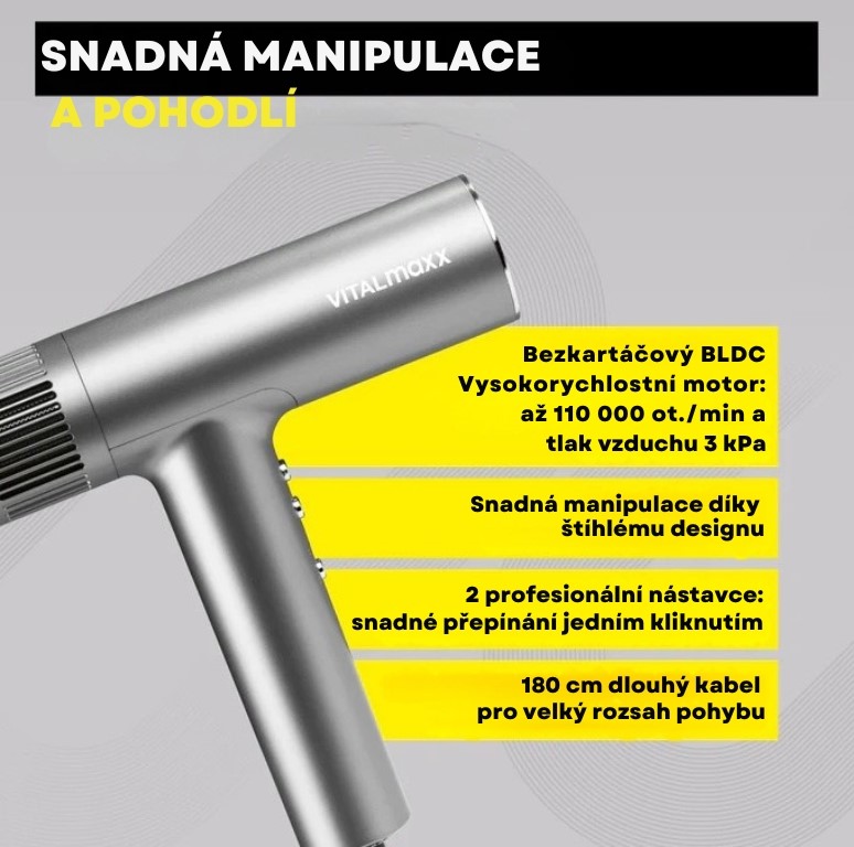 VITALmaxx Fén na vlasy s BLDC motorem 15602 (2)